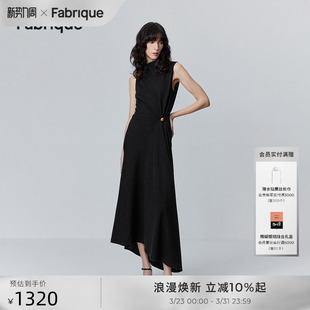针织羊毛连衣裙女春夏 Fabrique晚礼服黑色千金风无袖 春晚同款