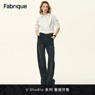 水洗灰黑哥特蕾丝直筒阔腿牛仔裤 Studio Fabrique