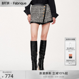 裙裤 镀金扣斜搭片花呢短款 大师花呢 Fabrique