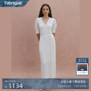 Fabrique 可拆卸腰带泡泡袖 针织连衣裙女夏季 新品