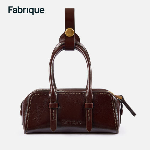 Fabrique 油蜡牛皮波尔多红复古挂饰配饰波士顿小包挂迷你包挂件