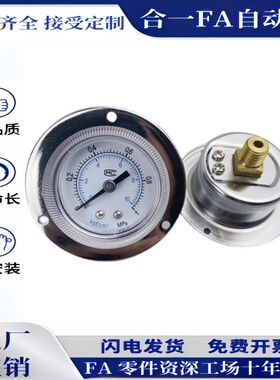 气动轴向带边1分压力表Y40ZT 0-10KG/1MPA气动减压阀2分气压表Y50