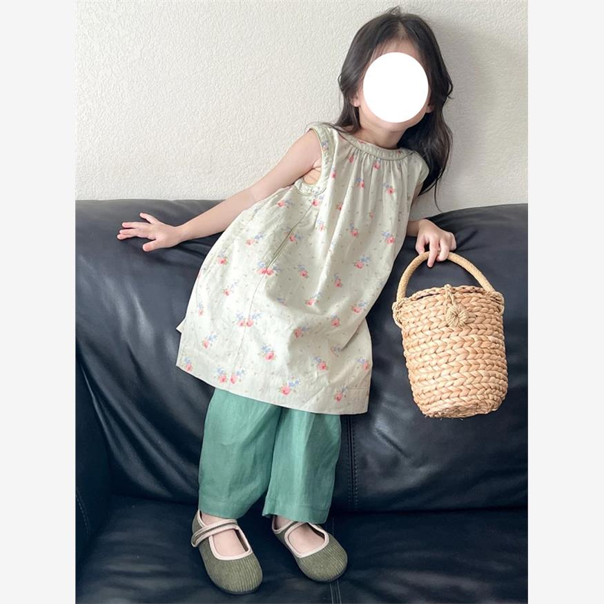 女童洋气碎花背心裙韩国童装2025夏装儿童韩版甜美宽松无袖连衣裙