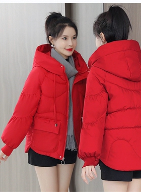 爆款红色棉服女短款2026冬季新款韩版时尚羽绒棉服加厚棉袄外套潮