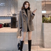 宽松外套小西服春秋上衣新款 毛呢显瘦休闲韩版 2026年女西装 英伦风