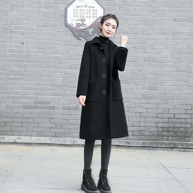 赫本风气质大衣黑色毛呢外套女装秋冬2025新款韩版小个子加棉加厚