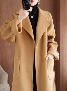 2026双面呢羊绒大衣女秋冬中长款宽松时尚加厚女士显瘦羊毛呢外套