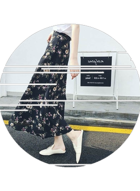 一片式中长款碎花2026夏不规则女绑带新款沙滩裹裙半身裙春秋雪纺
