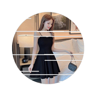 黑色吊带裙短款法式连衣裙女夏高级感内搭打底小个子小黑裙中长款