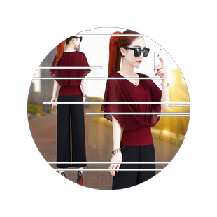 夏装雪纺衫女装短袖2026新款配阔腿裤上衣服高腰短款洋气蝙蝠小衫