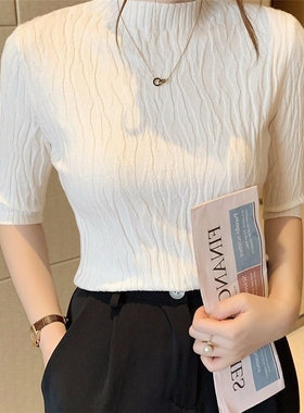 2026年春夏新款洋气圆领打底衫女薄款内搭短款针织衫毛衣白色上衣