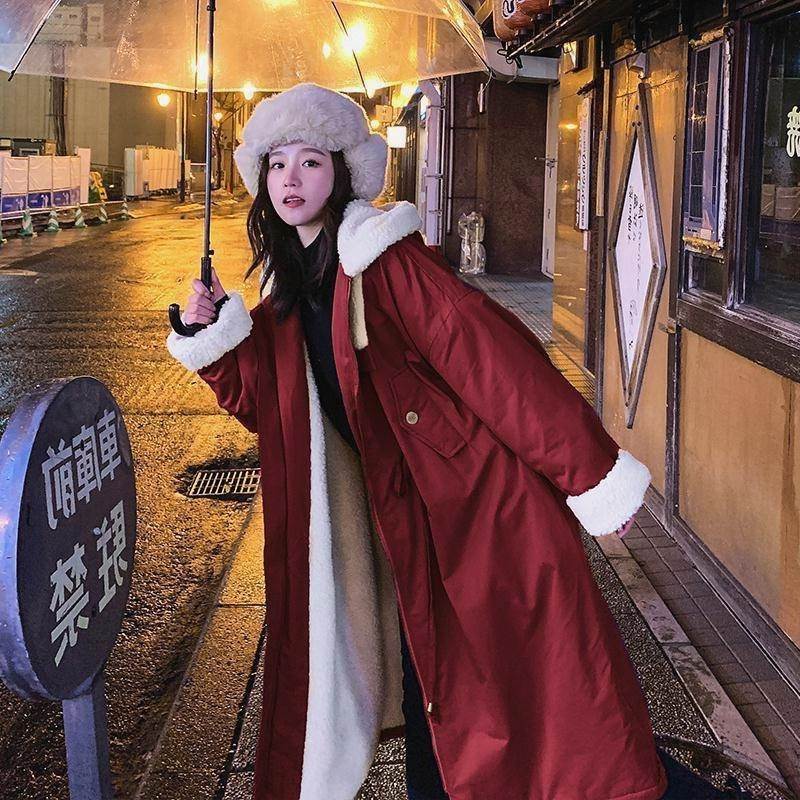 工装宽松新中长款派克棉服韩版2025女外套冬季棉衣加绒羊羔毛