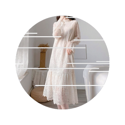 蕾丝加厚打底长袖裙子仙女