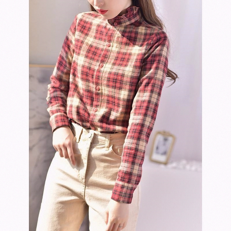 长袖磨毛衬衣新款复古