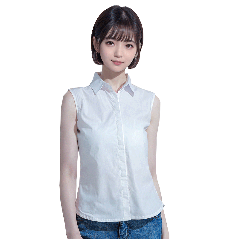 职业女士纯棉内搭无袖衫春秋百搭白色尖领打底无袖衬衫冬上衣韩版
