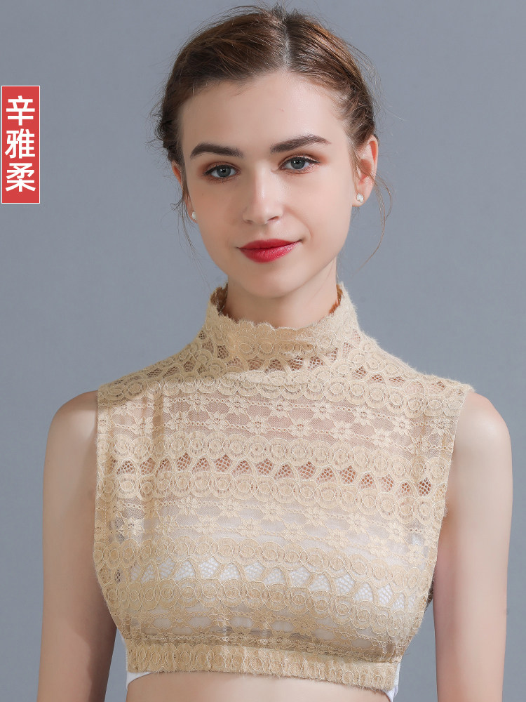 AUTUMN AND WINTER VERSATILE FALSE COLLAR WOMENS HALF-COLLAR MESH DECORATION NECKLINE FALSE COLLAR WHITE STAND COLLAR BOTTOM FALSE COLLAR