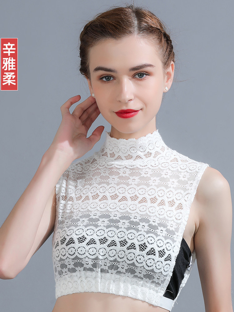AUTUMN AND WINTER VERSATILE FALSE COLLAR WOMENS HALF-COLLAR MESH DECORATION NECKLINE FALSE COLLAR WHITE STAND COLLAR BOTTOM FALSE COLLAR
