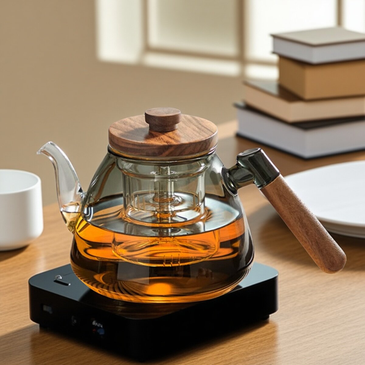 玻璃煮茶壶黑晶炉2025新款煮茶器耐高温大容量烧水壶蒸煮养生茶具
