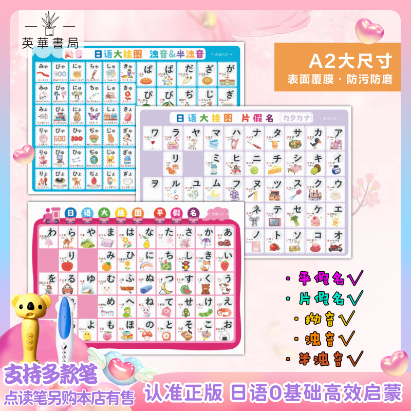 支持点读防水防油超萌50音挂图