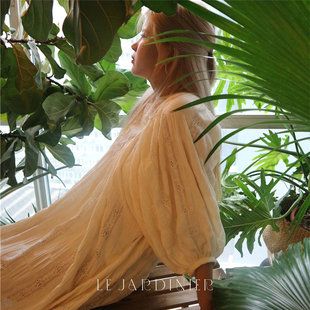 植木屋小众设计 日系文艺蕾丝拼接连衣裙女夏开襟褶皱柔仙女裙子