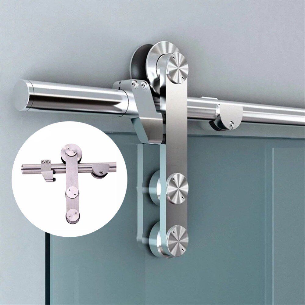 Stainless steel sliding door hardware track kit for glass sh