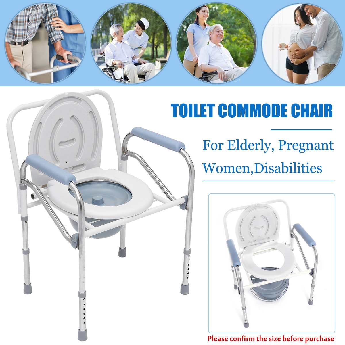 New Portable Foldable Potty Chair Toilet Adjustable Commode