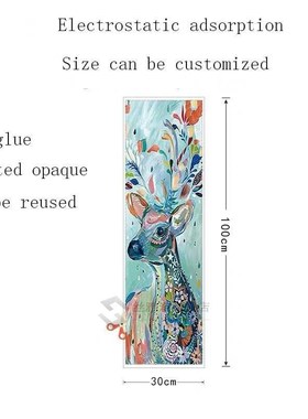 Custom size Stained window film rainbow deer static privacy