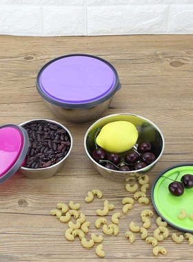 Set of 3 Nesting Stainless Steel Food Containers Stackable S