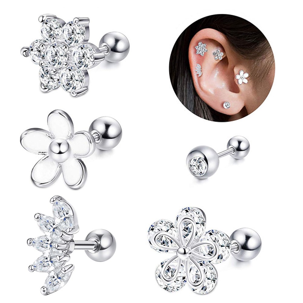 Opal Crystal Ear Tragus Piercing Helix Lip Labret Plug Surg