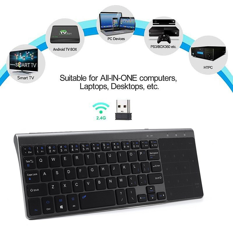 Thin 2.4GHz USB Wireless Mini Keyboard with Number Touchpad