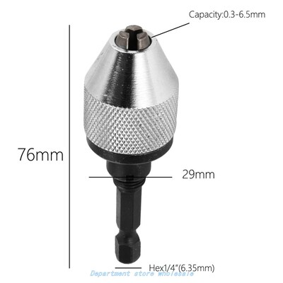 1pc 0.3-6.5mm Keyless Drill Chuck Screwdriver Impact Driver