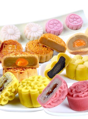 250g Mooncake Mold with 6pcs Round Flower Stamps Hand Press