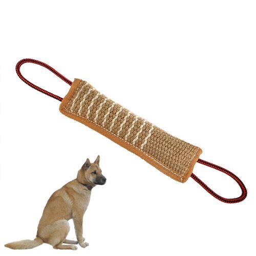 Dog Tug Bite Pillow Toy with 2 Handles Puppy Hemp Chew Train