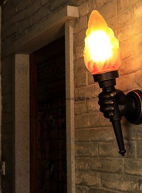 Creative torch hand wall lamp outdoor light garden yard porc