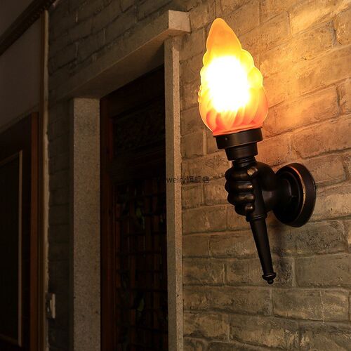 Creative torch hand wall lamp outdoor light garden yard porc