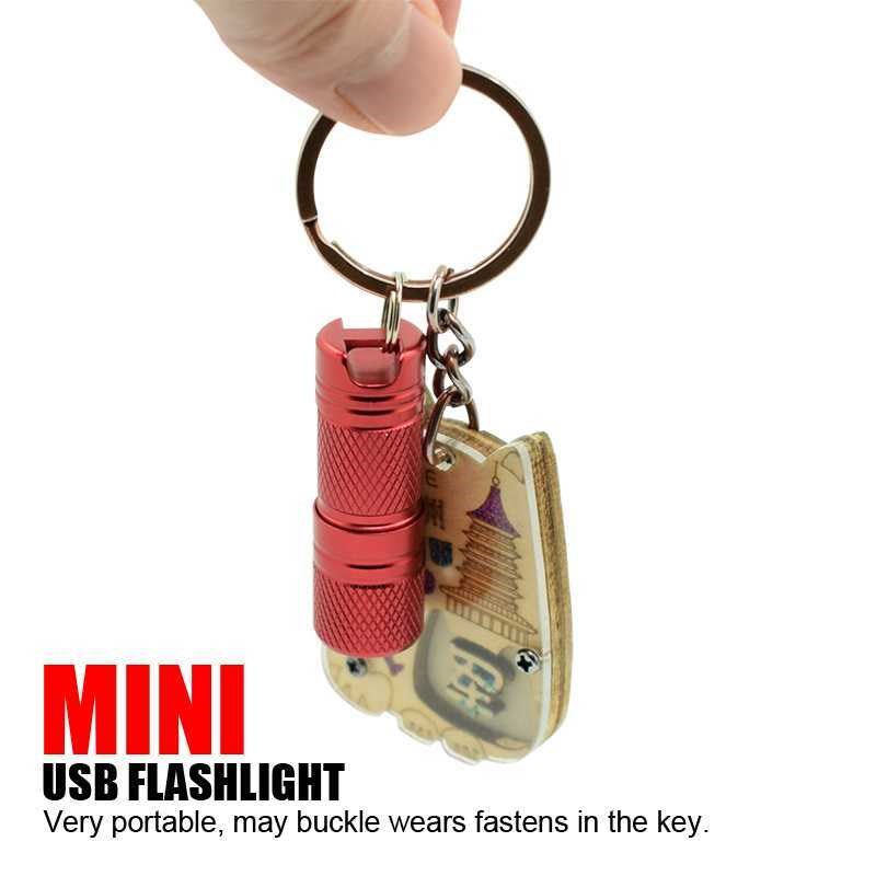 Portable Pocket Flashlight Keychain USB Rechargeable Mini LE