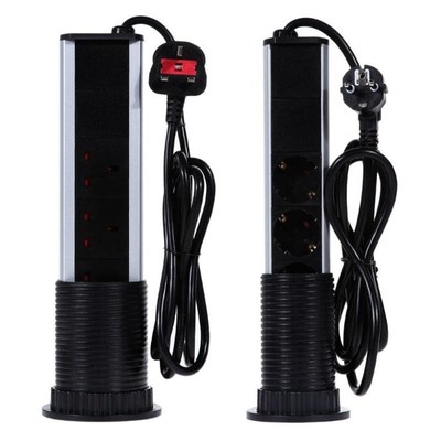220V 16A PULL POP UP Electrical Socket 2 USB Desk Table Plu