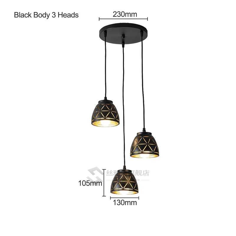 3 heads black housing LED Ceiling Lights dining Light 3pcs b