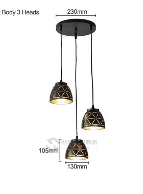 3 heads black housing LED Ceiling Lights dining Light 3pcs b