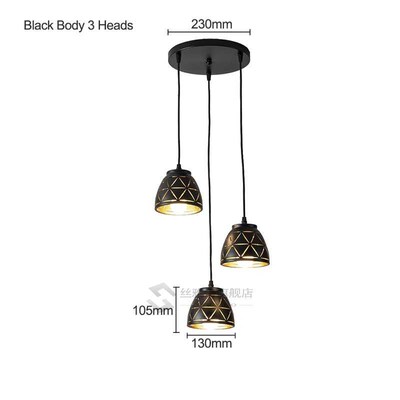 3 heads black housing LED Ceiling Lights dining Light 3pcs b