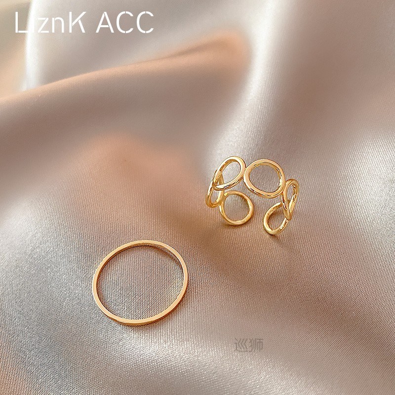 hollowed-out metal element ring two-piece female fashion per
