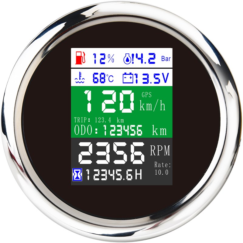 85mm 6 in 1 Multi-functional Digital Gauge GPS Speedometer T