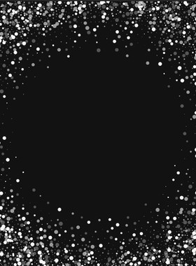 8x8FT  Bordered Frame Random Falling White Dots Black Wall C