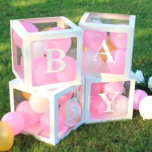 Transparent Name Age Box Girl Boy Baby Shower Decorations Ba