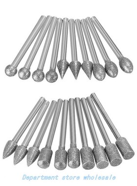20Pcs 3mm Shank Diamond Burr Bit Cut Engraving Carving Rotar