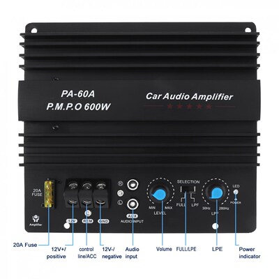 12V 600W Car Audio Amplifier Board Powerful Bass Subwoofer S