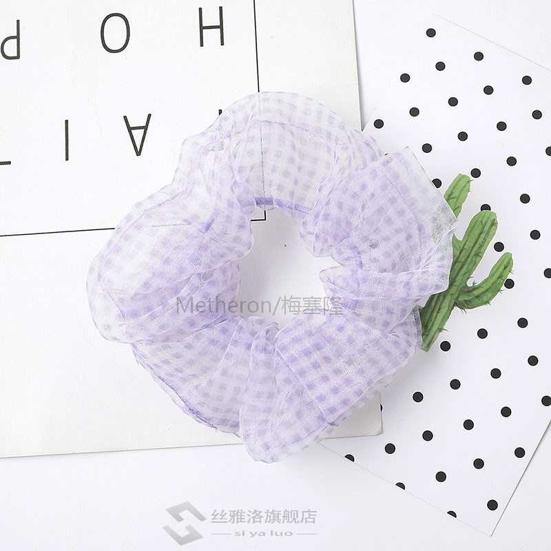 Organza Hair Scrunchies Wo Plaid Scrunchie Elastic Hair Band