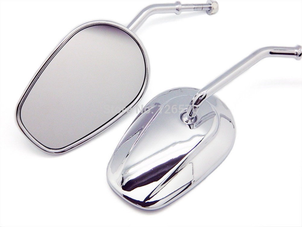 Chrome Motorcycle Mirror Oval Side Rearview Mirrors  Harley