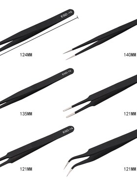 Hot 6pcs Stainless Steel Industrial Safe Anti-static Tweezer