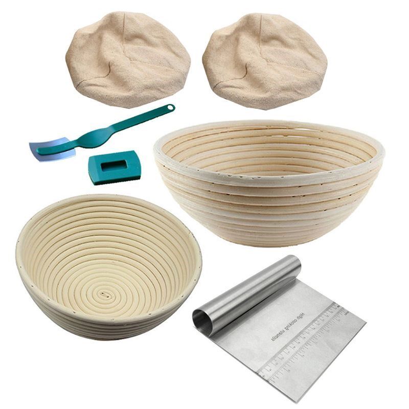 6Pcs Banneton Proofing Baskets With Bread Lame Dough Scraper